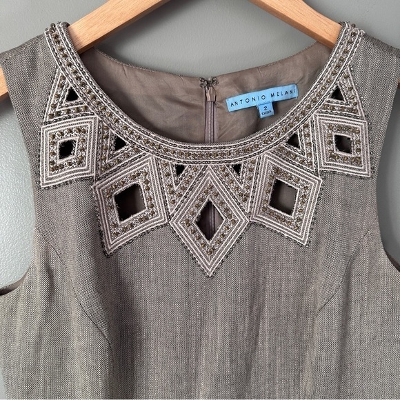 Antonio Melani Tan Beaded Sheath Dress - Picture 2 of 11